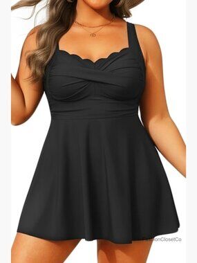 Plus Size Tankini Set with Shorts Tummy Control Swim Dress